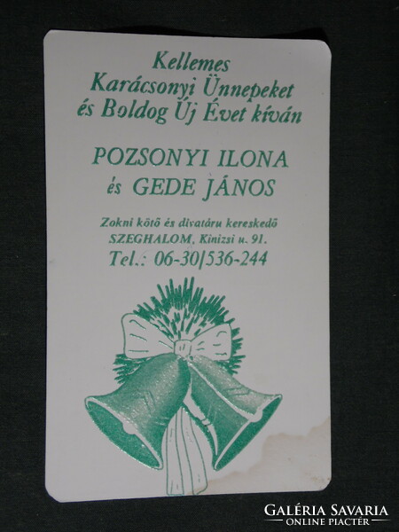 Card calendar, festive, violet from Bratislava, János Gede, fashion retailer of socks, Szeghalom, 1996, (5)