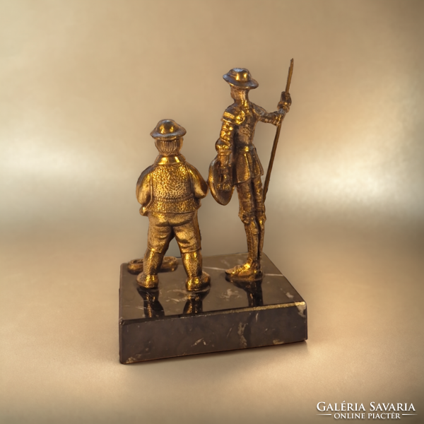 Bronze statue of Don Quixote & Sancho Panza - with marble base