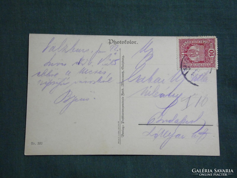 Képeslap, Postkarte, Ausztria, Salzburg vom Kapuzinerberg, látkép részlet, vár