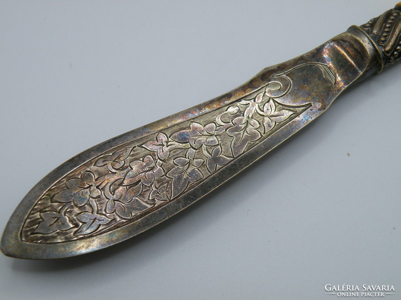 Uk0097 Antique Beautiful Bone Handle Silver Plated Fish Knife England