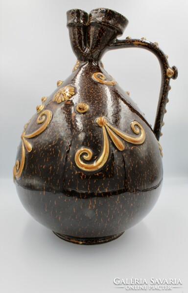 Antique Zsolnay tiger-glazed decorative jug