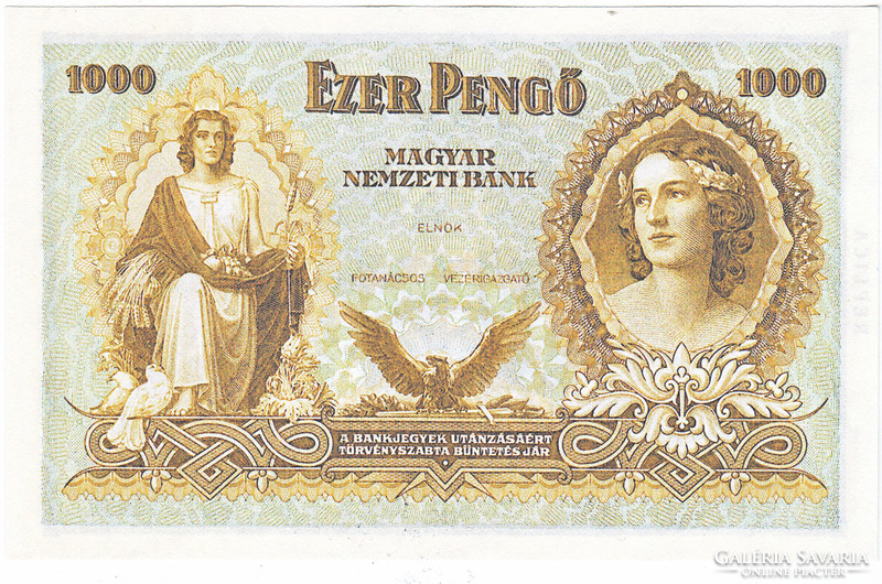 Hungary 1000 pengő draft 1937 replica