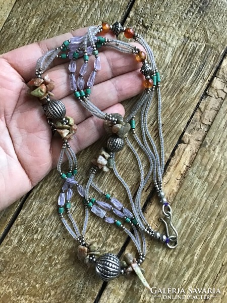 Necklace decorated with older handmade minerals