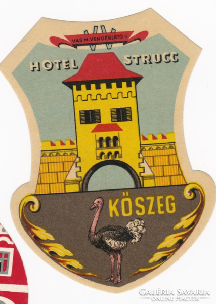 Hotel Strucc Kőszeg Vas M. Vendéglátó V. - az 1960-as évekből származó bőrönd címke
