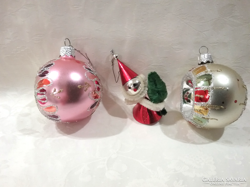 3 together! Old reflex glass Christmas decorations