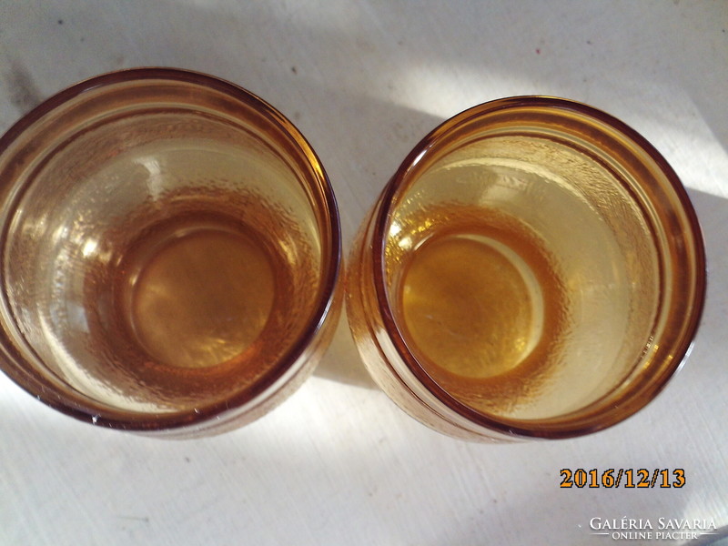 2 Retro amber glass glasses