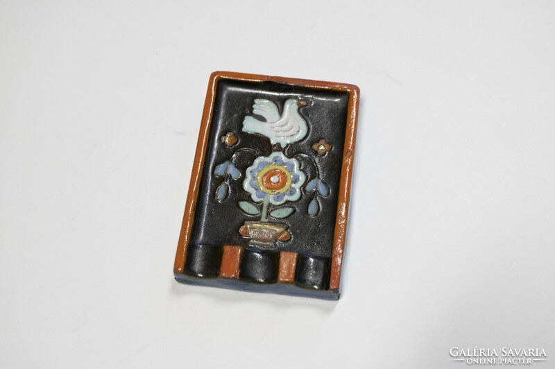 István Gádor (1891-1984): ashtray, glazed ceramic with enamel inlays, marked,