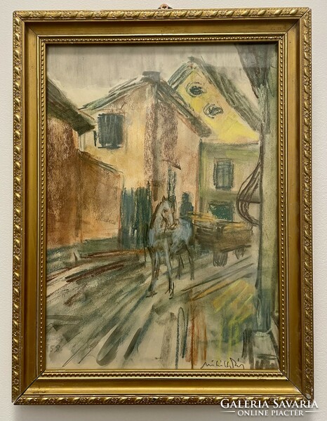 Miháltz Pál (1899-1988) EREDETI 38x29 cm pasztellképe