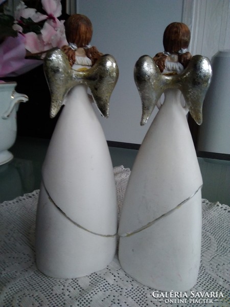 Ceramic angels from earth with silver wings and hearts!