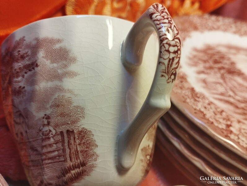 6 Eye. English scene porcelain coffee set