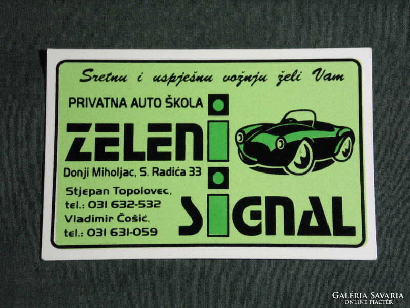 Card calendar, Croatia, Donji Miholjac, Alsómiholjac, zeleni signal auto school, 1996, (5)