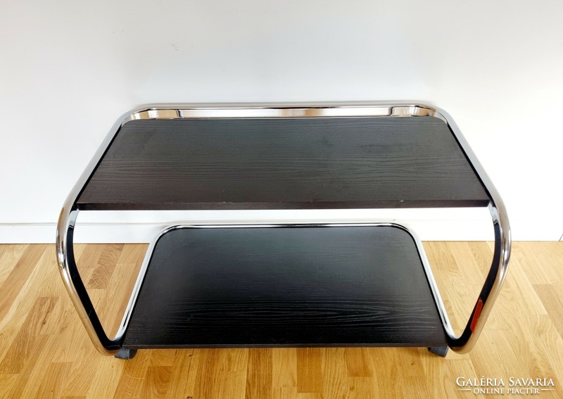 Mid-century rolling table, shelf