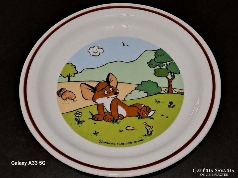 Zsolnay pannónia film studio vuk flat plate children's porcelain 16 cm rarity!