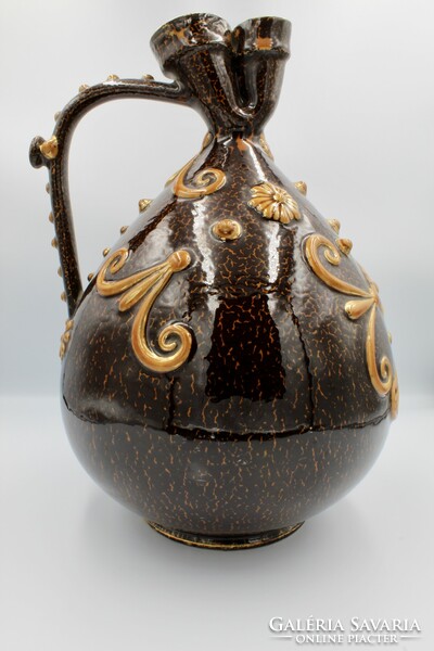 Antique Zsolnay tiger-glazed decorative jug