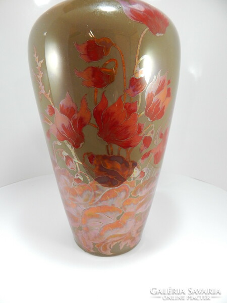 Zsolnay eozin multi-fired vase, 27 cm high, with five-tower seal.