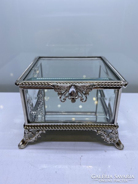 Jewelry holder metal-glass 10x10cm