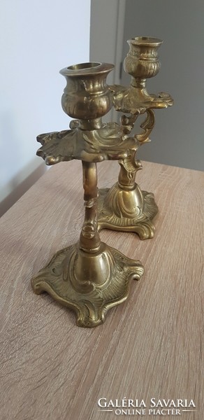 Pair of copper candle holders