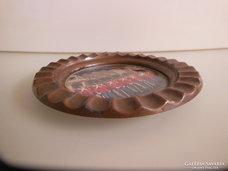 Ashtray - copper - glass - 13 cm - English - retro - perfect