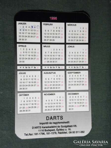 Card calendar, darts trading, Budapest, 1996, (5)