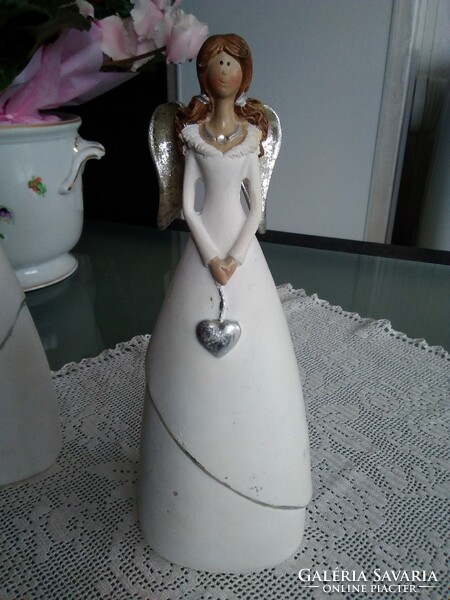 Ceramic angels from earth with silver wings and hearts!