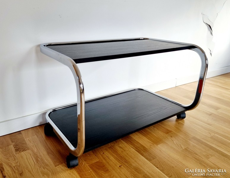 Mid-century rolling table, shelf