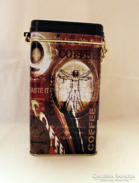 Coffee-patterned metal box with buckle