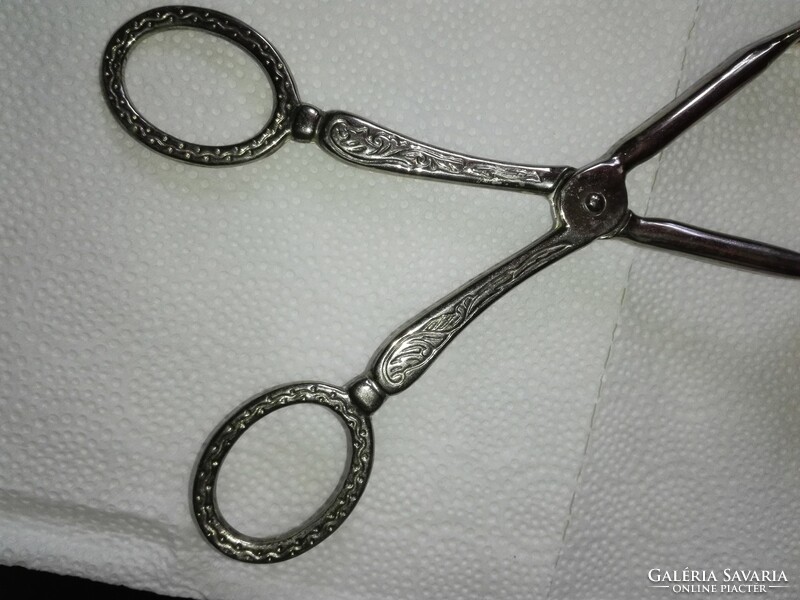 Antique cake tongs.. Silver-plated, decorated.