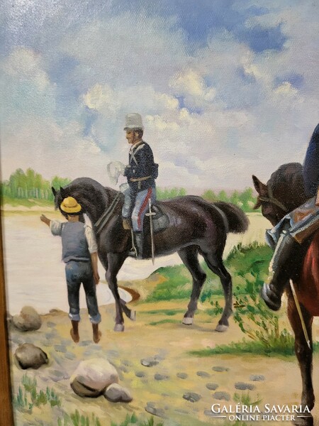 Equestrian scene oil painting