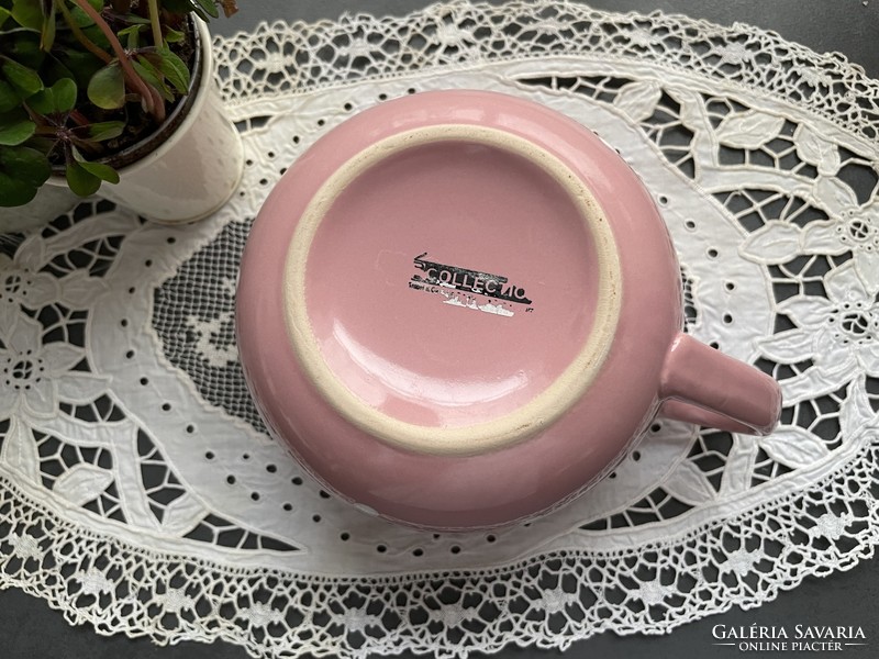 Huge pink polka dot porcelain mug