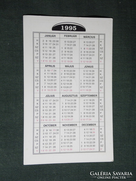 Card calendar, blond firewood construction material plant, Nagykáta, 1995, (5)