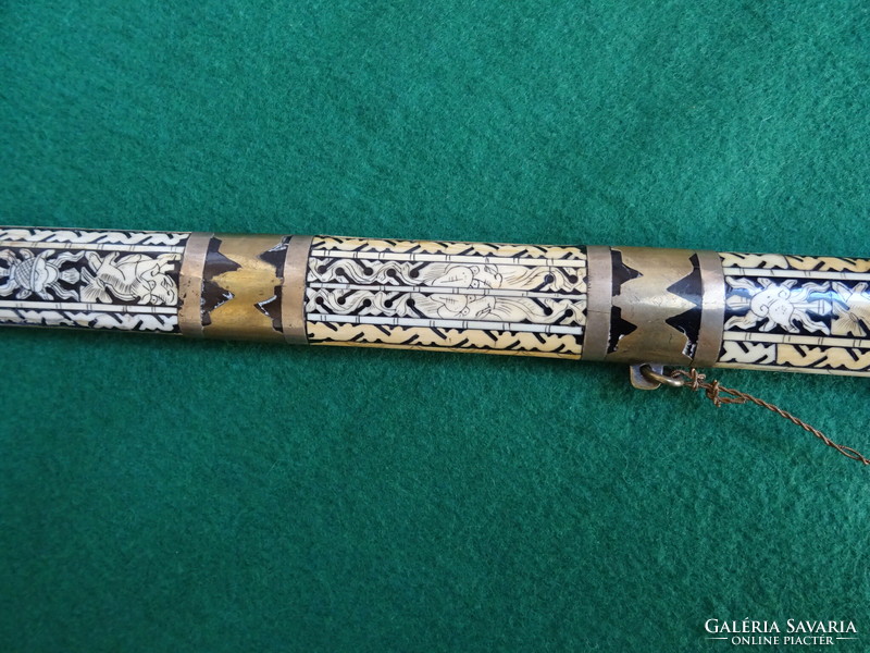 Antique Chinese double jian forged short sword in bone inlay 19th century.