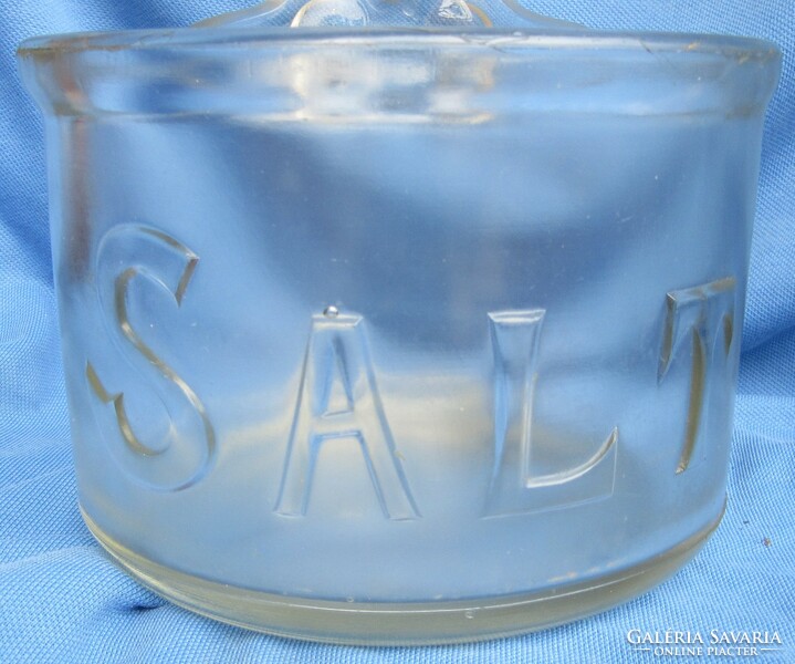 Old glass salt shaker 14.5 cm high, diameter 15 cm.