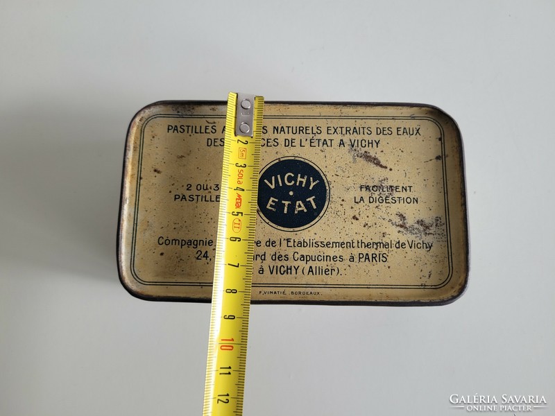 Old metal box Vichy-etat French lozenge candy box