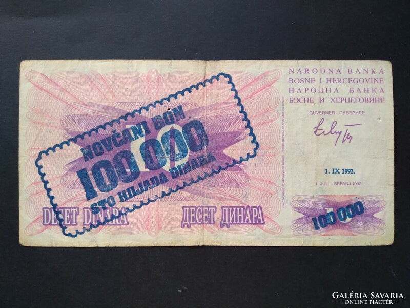 Bosznia Hercegovina 100000 Dinara 1992 F