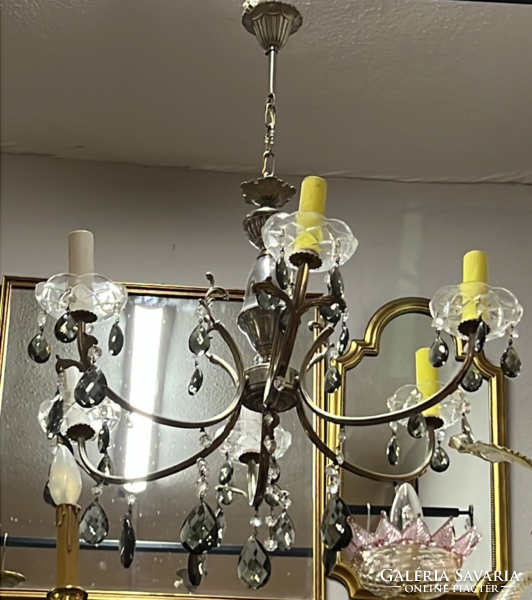 6 Incandescent metal-glass rhinestone ceiling chandelier