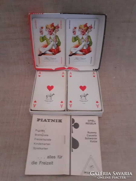 Old marked piatnik rummy canasta bridge card in box wien