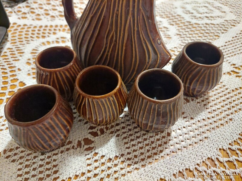 Retro ceramic wine set with 5 glasses made based on the designs of Adam Kawalski