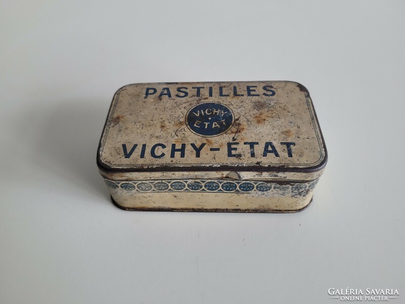 Old metal box Vichy-etat French lozenge candy box