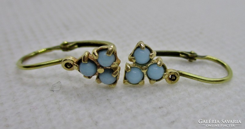 Beautiful antique mint turquoise gold earrings larger size