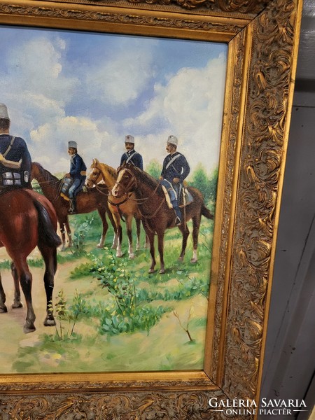 Equestrian scene oil painting