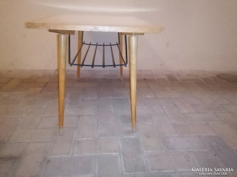 Retro lacquered smoking table with newspaper shelf