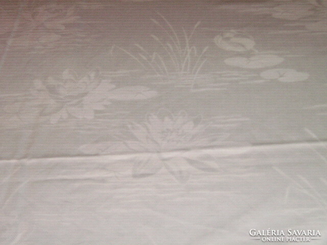 Beautiful water lily white huge damask tablecloth
