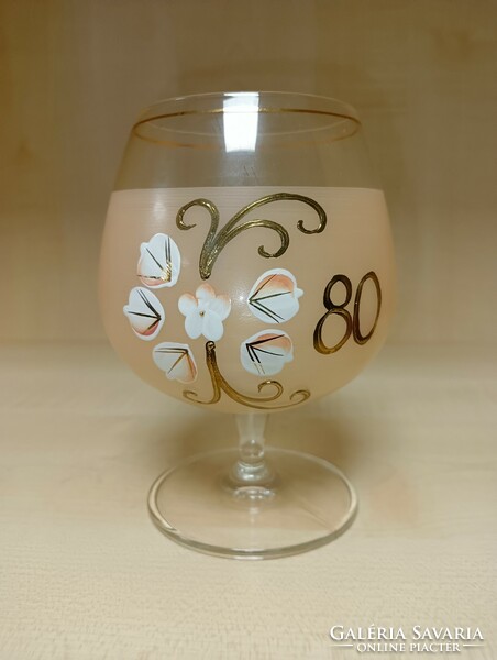 Birthday, anniversary painted glass goblet-80!