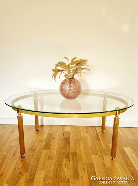 Vintage hollywood regency style coffee table, glass table