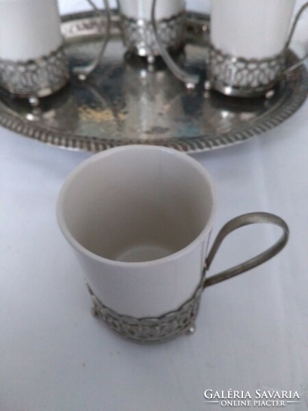 Wedgwood England coffee cups + hammered serving tray
