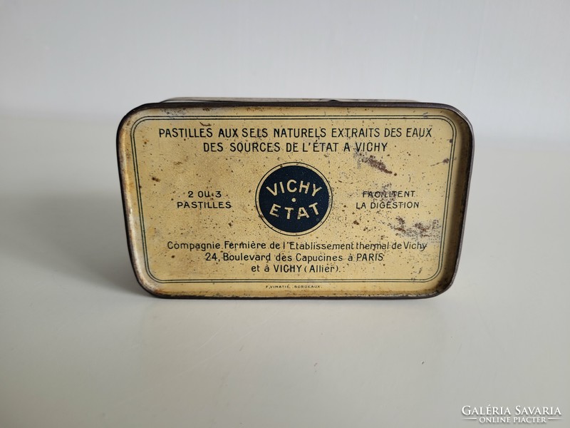 Old metal box Vichy-etat French lozenge candy box