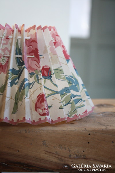 Rose-patterned paper pleated lampshade-in beautiful condition