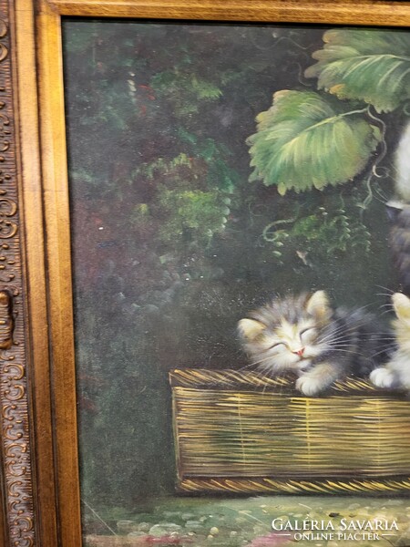 Cat still life oil painting