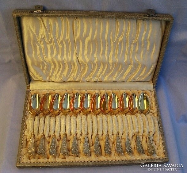 Art Nouveau, gold-plated silver (800) 12 tea, ice cream and dessert spoons (bruckmann&söhne)