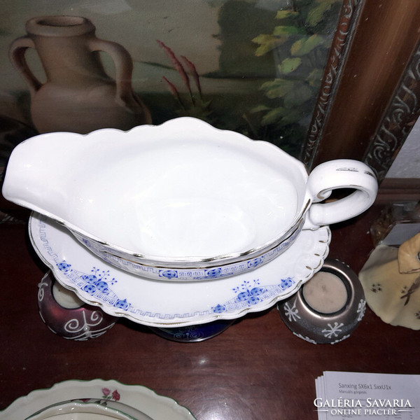 Art Nouveau sauce pourer / sauce bowl with tray - art&decoration